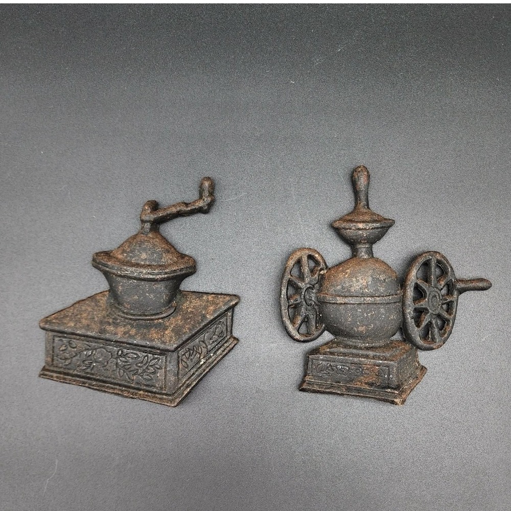 Unbranded Wall Decor Black Coffee Grinder Cast Iron Rustic Art Set 2